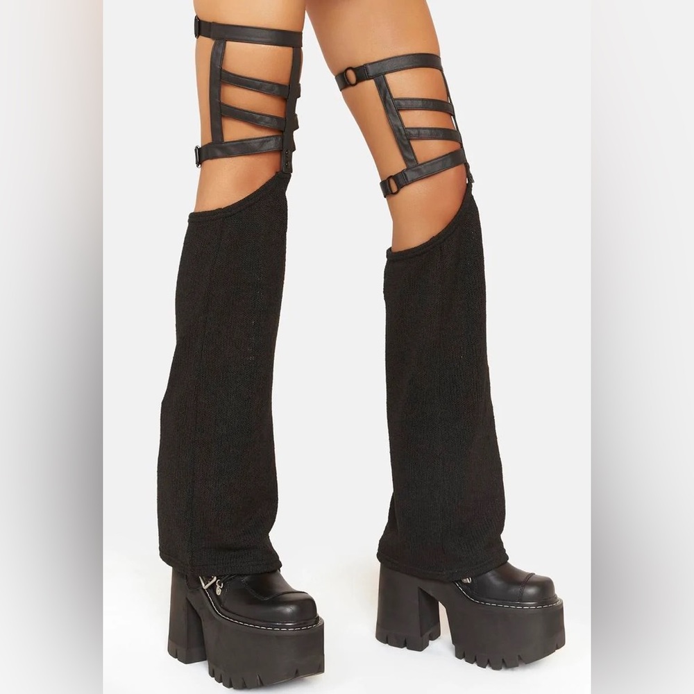 Dolls Kill Club Exx Onyx Playing with Fire Leg Warmers